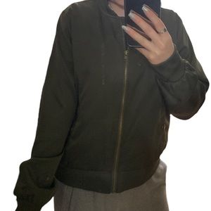 Hippie Rose Army Green Bomber Jacket